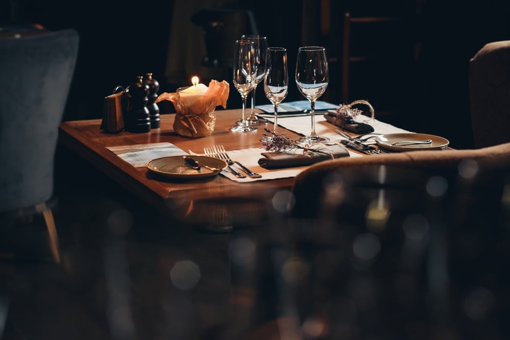 fine dining setup in a luxury restaurant in aruba